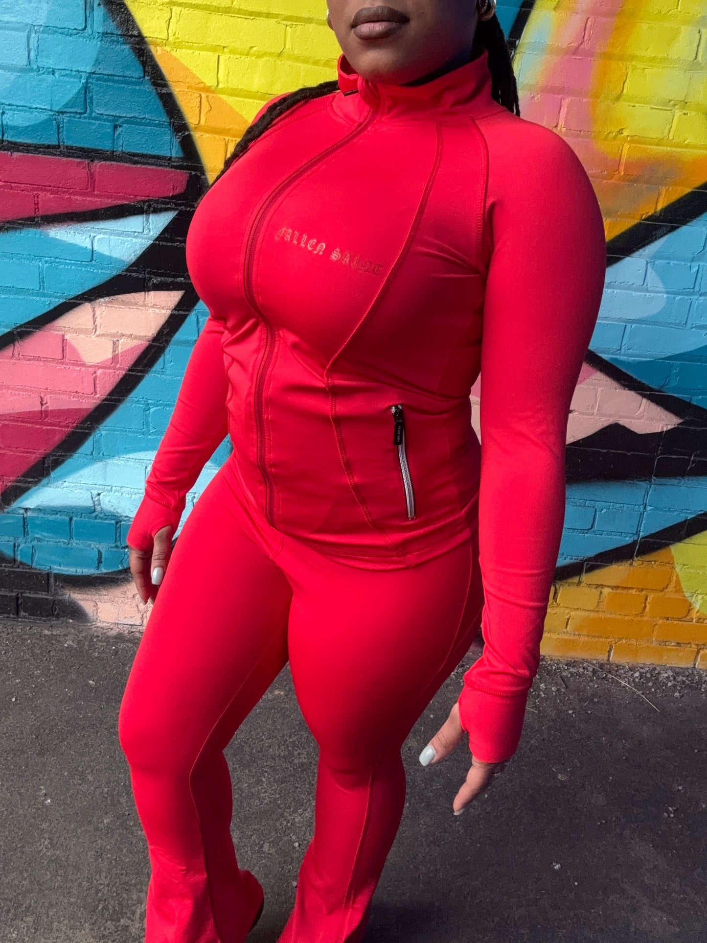 ‘LA FLARE’ RED JUMPSUIT