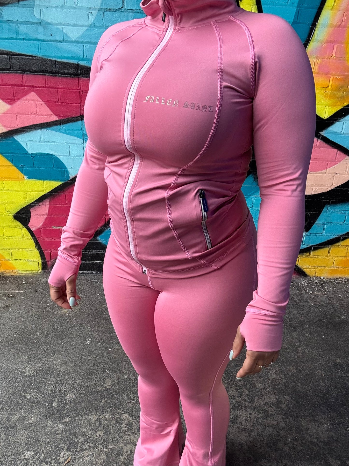 ‘LA FLARE’ PINK JUMPSUIT