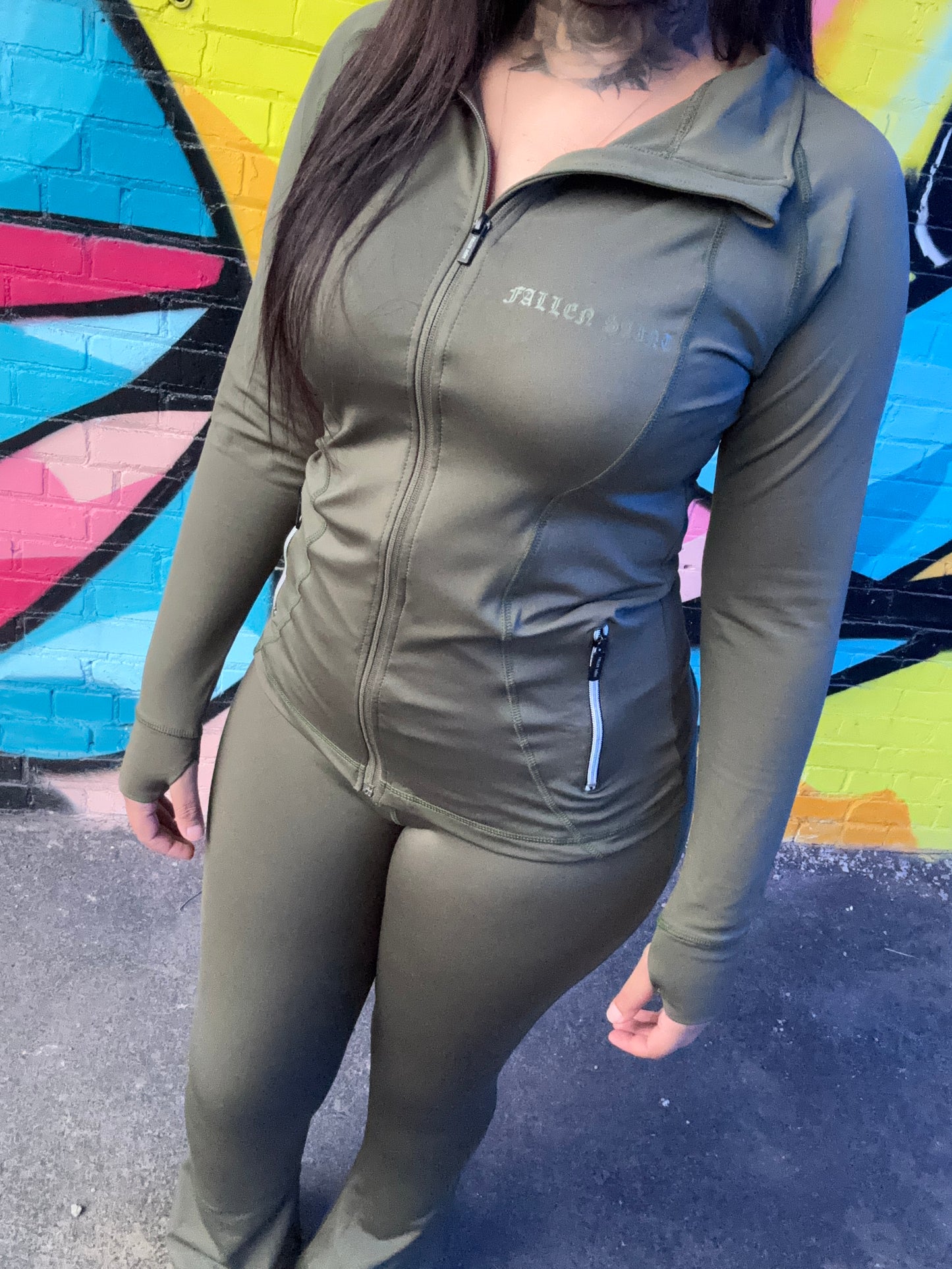 ‘LA FLARE’ OLIVE JUMPSUIT